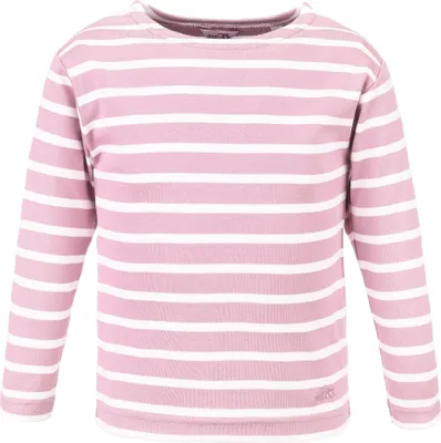 Produktbild von modAS Bretonisches Shirt für Kinder - Longsleeve Pullover Langarm Shirt mit Streifen Mädchen Jungen aus Baumwolle in Rosa/Weiß Größe 86