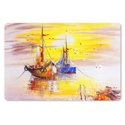 Produktbild von MuchoWow® Mauspad Mousepad Malerei - Boot - Wasser - Ölfarbe 27x18 cm - Mousepads - Maus Mat - Pad - Mausunterlage - Büroartikel - Desk Matten