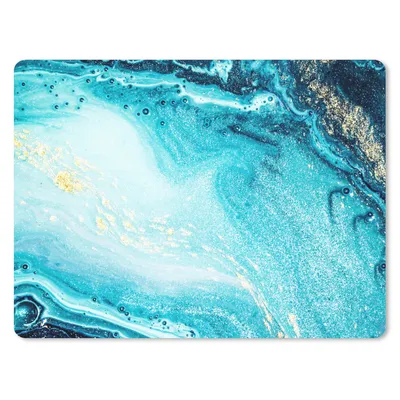 Obrázek produktu pro Podložka pod myš - Mramorový vzhled - Modrá - Zlatá - Luxe - Třpytky - Mramor - 23x19cm - Podložka pod myš