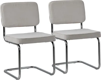Image de Lot de 2 chaises cantilever en velours côtelé beige MARIA