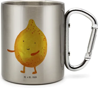 Produktbild von Mr. & Mrs. Panda Teetasse Beste Freunde Zitrone - Transparent - Geschenk, Trinkbecher Edelstahl, Thermobecher, Edelstahltasse, karabiner tasse, thermotasse