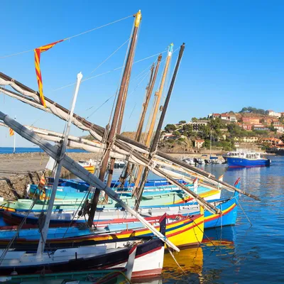 Image de Tableau sur toile port de Collioure 30x30 cm, Tableau mural moderne pour décoration intérieure