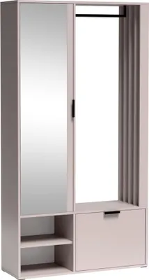 Produktbild von Garderobe 100 cm breit in Kaschmir mit Kleiderstange, Schuhschrank und Spiegel, 1 Klappe - MINSTER-161