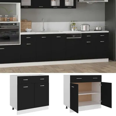 Produktbild von vidaXL Schubunterschrank Lyon Schwarz 80x46x81,5 cm Holzwerkstoff