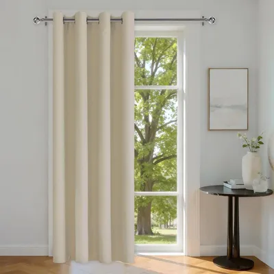 Produktbild von Verdunkelungsvorhang Thermovorhang Raumteiler - Hellbeige - 140 x 240 cm - Mit Silberösen - Für Wohnzimmer, Terrassentür und Raumtrennung