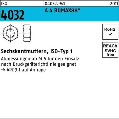 Zdjęcie produktu dla Nakrętki sześciokątne Reyher ISO 4032 A 4 BUMAX88 M 16 040329410160000 (25 sztuk)