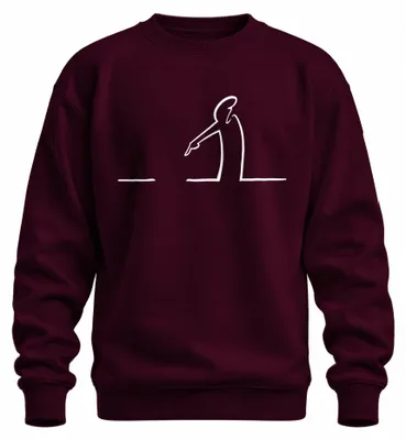 Immagine prodotto di Felpa con cappuccio, modello "Linea Balum Osvaldo Cavandoli Strichmännchen", con stampa del personaggio, colore bordeaux, taglia L