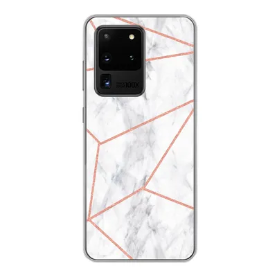 Produktbild von MuchoWow® Handyhülle Schutzhülle Hülle für Samsung Galaxy S20 Ultra Marmor - Roségold - Weiß Silikon Softcase Handy Hülle - Karteninhaber