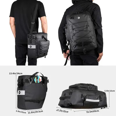 Image de Sacs de vélo - Sacs de vélo - Sacs de vélo double - Sacs de transport multifonctionnels - Résistants à la déchirure - Grands sacs de transport