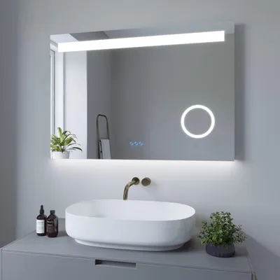 Produktbild von AQUALAVOS LED Spiegel Badezimmerspiegel mit Beleuchtung 100x70cm mit Schminkspiegel 3 Lichtfarben beschlagfrei Lichtspiegel Badspiegel Wandspiegel