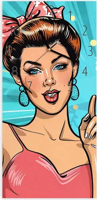 Produktbild von Wanduhr aus Glas mit Motiv Retro Frauen Illustration- 30 x 60 cm - inkl. Aufhängesystem