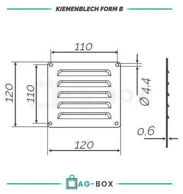 Produktbild von AG-BOX Kiemenblech 120x12mm Typ B, 10 Stück