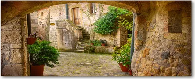Produktbild von Tulup® Leinwandbild - 125x50 cm - Wandkunst - Drucke auf Leinwand - Leinwanddruck  - Landschaften - Beige - Reizende Straße