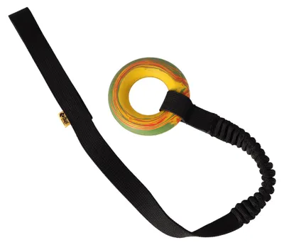 Hundespielzeug mit Ring 10 cm, Bungee-Griff 65 cm, Apportier-Training