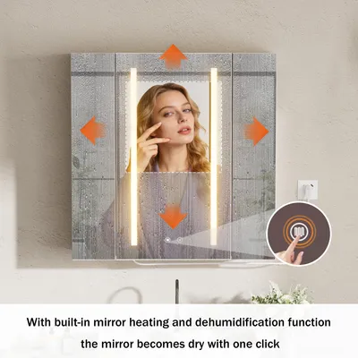 Productafbeelding van Badkamer Spiegelkast 60 cm - LED Verlichting Met Kleurtemperatuur - Anti-Condens En Oplaadpunt