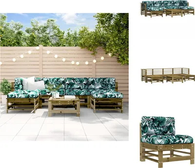 Produktbild von vidaXL 7-tlg. Garten-Lounge-Set mit Kissen Imprägniertes Kiefernholz -  Gartenmöbel-Sets