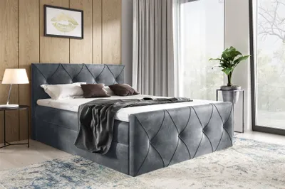 Produktbild von Boxspringbett Schlafzimmerbett LEWIS LUX 120x220cm in Stoff Fresh Slibergrau