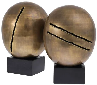 Produktbild von Casa Padrino Luxus Deko Objekte Set Vintage Messingfarben / Schwarz Ø 20 x H. 32 cm - Büro Deko - Schreibtisch Deko - Wohnzimmer Deko - Luxus Kollektion