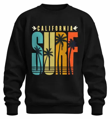 Imagen del producto de Sudadera con cuello redondo, estilo retro vintage, diseño de olas, palmeras y la costa oeste de California, color , talla M