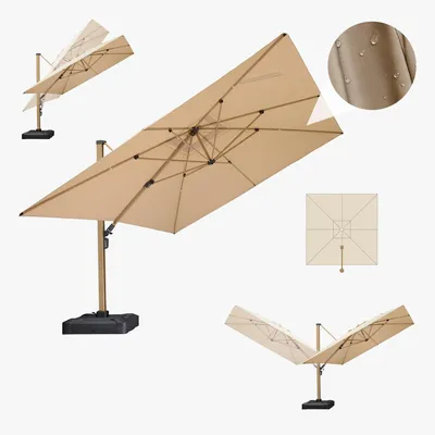 Produktbild von PURPLE LEAF Holzoptik Sonnenschirm 300 x 300 cm Aluminium Ampelschirm mit Kurbel 360° Drehbar Gartenschirm Groß UV Schutz 50+ Wasserabweisend , Beige