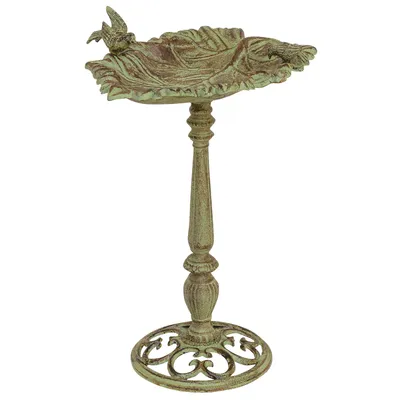 Produktbild von Vogeltränke Vogelbad Garten Vogelbecken Vogel Tränke Eisen grün Antik-Stil 61cm