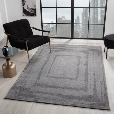 Produktbild von Teppich Wohnzimmer Schlafzimmer Modern Hoch&Tief Bordüre Qualitativ 3D effekt