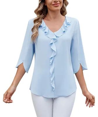 Produktbild von Chiffonbluse für Damen mit halblangen Ärmeln