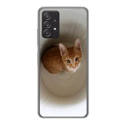 Produktbild von MuchoWow® Handyhülle Schutzhülle Hülle für Samsung galaxy a73 Katze - Mülleimer - Weiß Silikon Softcase Handy Hülle - Handyhülle