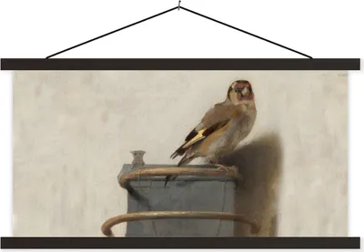 Produktbild von MuchoWow® Textilposter Stieglitz - Alter Meister - Carel Fabritius 60x30 cm mit schwarzem Rahmen - Textilien