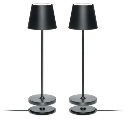 LED-Tafellampen, oplaadbaar, dimmbar, Alu, 3 Farbtemperaturen, schwarz
