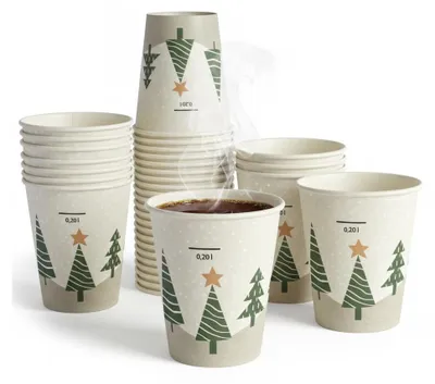 Immagine prodotto di 50 bicchieri in cartone "To Go" da 0,2 l Ø 8 cm - 9,1 cm "Winter Forest"