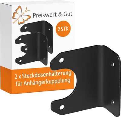 Produktbild von 2 x Steckdosenhalter für Anhängerkupplung für 7 & 13-polige Steckdosen, robust, schwarz beschichtet – Anhängerzubehör