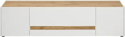 Produktbild von Wohnzimmer Lowboard modern CRISP-61 in weiß mit Absetzungen in Wotan Eiche Nb., B/H/T: ca. 170/40/45 cm