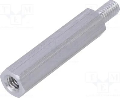 Zdjęcie produktu dla 10 sztuk dystansów z gwintem wewnętrznym M4, długość 30 mm, gwintem zewnętrznym M4, wymiary 236x30 mm. Elementy dystansowe
