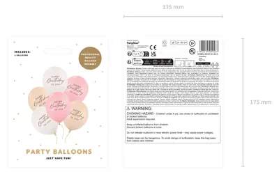 Produktbild von Luftballons Happy Birthday to you 30cm Weiß / Rosa Pastell 6er Set