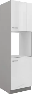 Produktbild von Küchen Hochschrank 60 Bianca Weiß Hochglanz + Grau Küchenzeile Küchenblock