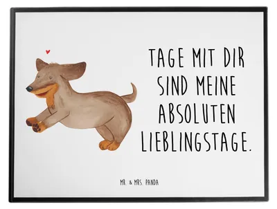 Produktbild von Mr. & Mrs. Panda Schreibunterlage Hund Dackel - Weiß - Geschenk, schreibtischunterlage, Sprüche, schreibtischunterlagen, Unterlage Schreibtisch, Schreibtischauflage, Herz