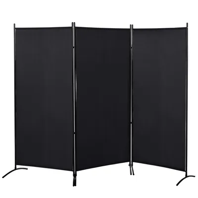 Produktbild von HOMCOM-Paravant-Polyester, Metall-253L x 50B x 182H cm-Schwarz