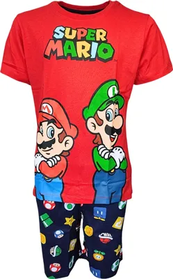 Produktbild von Schlafanzug kurz Super Mario & Luigi Rot-Blau 140 cm