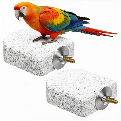 Productafbeelding van 2 Stuks Zitstangen voor Vogels van Natuurlijke Vulkansteen