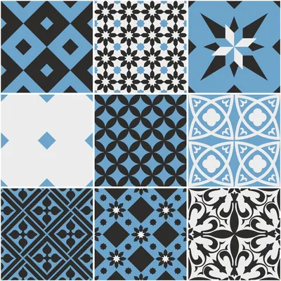 Produktbild von Selbstklebende Fliesenaufkleber für Küche und Bad – 9 Zementfliesenaufkleber im Azulejos-Stil, Thimotea – 9 Aufkleber, 10 x 10 cm