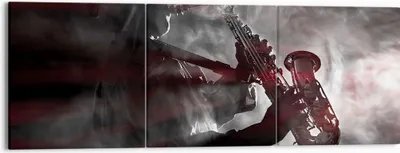 Produktbild von Bild auf Leinwand - Leinwandbild - 3 Teile - Musiker Saxophonist Schwarz - 150x50cm - Wand Bild - Wanddeko - Wandbilder - Leinwanddruck - Bilder - Wanddekoration - Leinwand bilder - CA150x50-4276