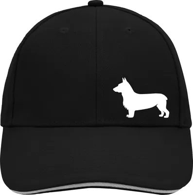 Produktbild von Huuraa Cappy Mütze Welsh Corgi Pembroke Silhouette Black/Light Grey Baumwolle 6-Panel Kappe Geschenkidee