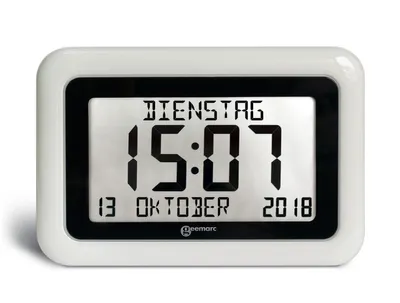 Produktbild von Geemarc VISO10 Funkuhr mit Kalender - Hilfreich fr Demenz- und Alzheimer-Kranken - WEISS