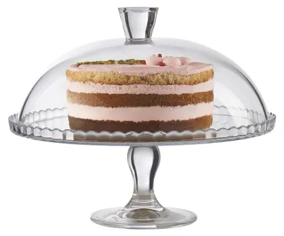 Produktbild von Tortenplatte Tortenhaube Kuchenglocke - Ø 32 cm - Höhe 25 cm mit Deckel - Glas - Servierplatte für Torten und Gebäck