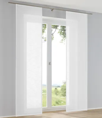 Produktbild von Schiebevorhang Boston in Leinenoptik  uni weiß  ca. 60 * 145 cm (1 Stück)