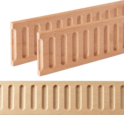 Produktbild von Holz Profilleiste in 50 x 6 x 1000 mm | 2er Set - 2 Meter | Schnitzleiste aus Buchenholz SB-454 mit 3D kanneliertem Streifen-Motiv