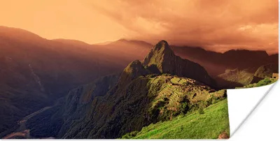 Produktbild von MuchoWow® Poster Sonnenuntergang am Machu Picchu in Peru 120x60 cm - Bild