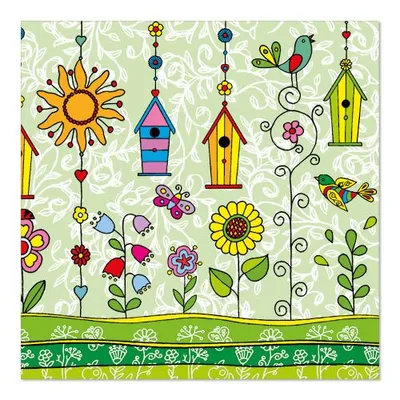 Produktbild von 200 Papstar Servietten, 3-lagig 1/4-Falz 33 cm x 33 cm Happy Day 85619
