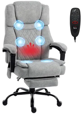 Produktbild von HOMCOM Bürostuhl mit Massagefunktion, Wärmefunktion, Höhenverstellbar, Grau